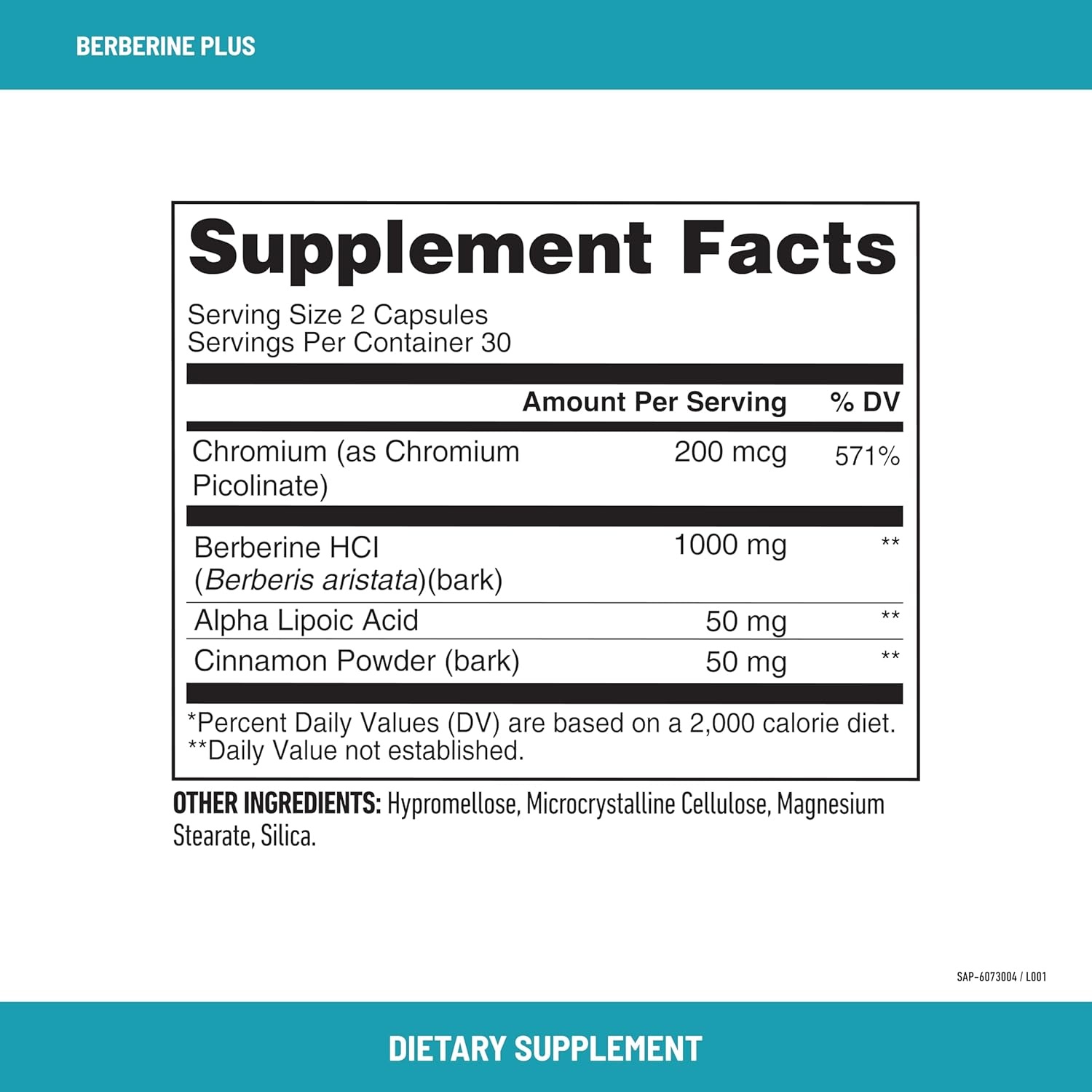 image:imageSlimFast Berberine Plus Capsules Berberine Supplement with Berberine hcl Chromium Picolinate Alpha Lipoic Acid and Cinnamon Bark 60 Count 30 Servings