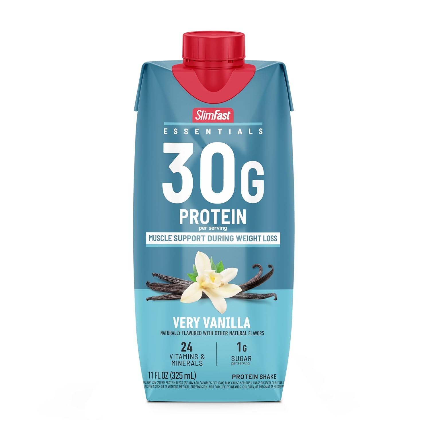 image:imageSlimFast Essentials 30g Protein Shake Chocolate Protein Shakes Ready to Drink Muscle Support 1g Sugar 25 Vitamins and Minerals 3g Net Carbs Ultimate Chocolate 12 CountVanilla