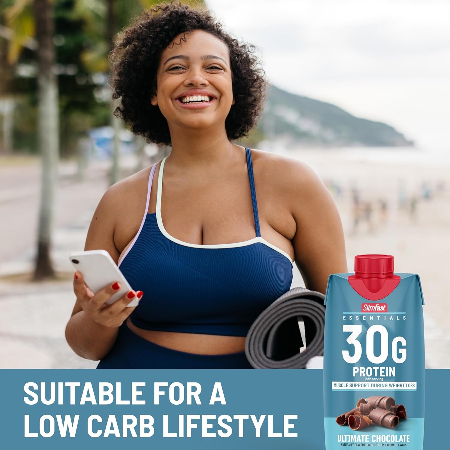 image:imageSlimFast Essentials 30g Protein Shake Chocolate Protein Shakes Ready to Drink Muscle Support 1g Sugar 25 Vitamins and Minerals 3g Net Carbs Ultimate Chocolate 12 CountUltimate Chocolate