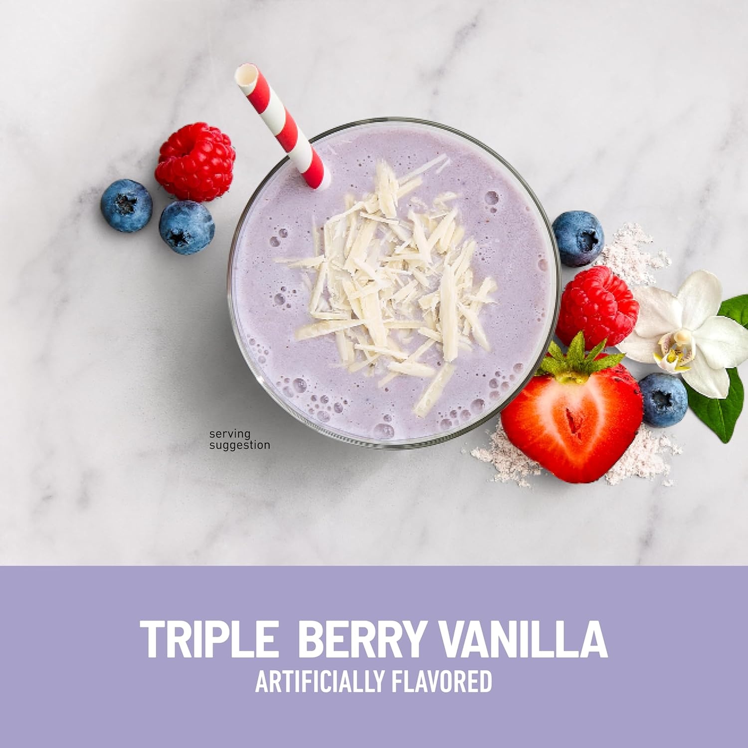image:imageSlimFast High Protein Smoothie Mix Plus Fruit Powder High Protein Meal Replacement Powder Fiber Vitamin C 21 Servings 129 Pounds Triple Berry Vanilla Packaging May VaryTriple Berry Vanilla