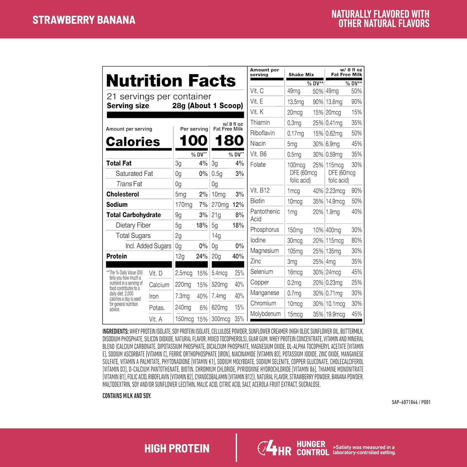 image:imageSlimFast High Protein Smoothie Mix Plus Fruit Powder High Protein Meal Replacement Powder Fiber Vitamin C 21 Servings 129 Pounds Triple Berry Vanilla Packaging May VaryStrawberry Banana