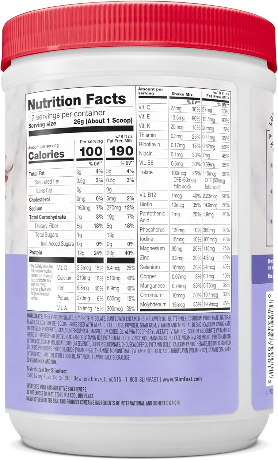 image:imageSlimFast High Protein Smoothie Mix Plus Fruit Powder High Protein Meal Replacement Powder Fiber Vitamin C 21 Servings 129 Pounds Triple Berry Vanilla Packaging May VaryCreamy Chocolate