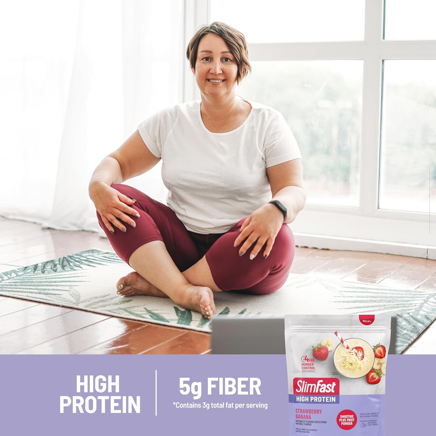 image:imageSlimFast High Protein Smoothie Mix Plus Fruit Powder High Protein Meal Replacement Powder Fiber Vitamin C 21 Servings 129 Pounds Triple Berry Vanilla Packaging May VaryStrawberry Banana