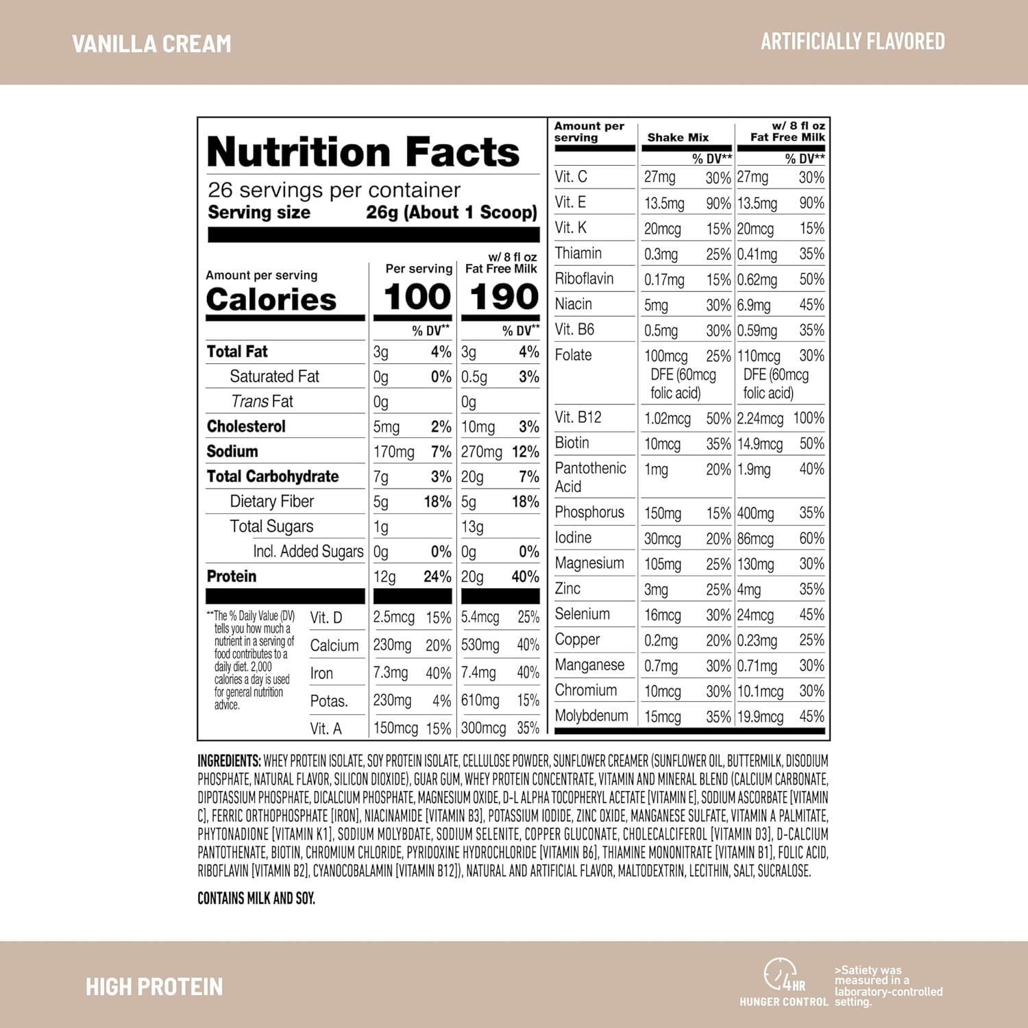 image:imageSlimFast High Protein Smoothie Mix Plus Fruit Powder High Protein Meal Replacement Powder Fiber Vitamin C 21 Servings 129 Pounds Triple Berry Vanilla Packaging May VaryVanilla Cream
