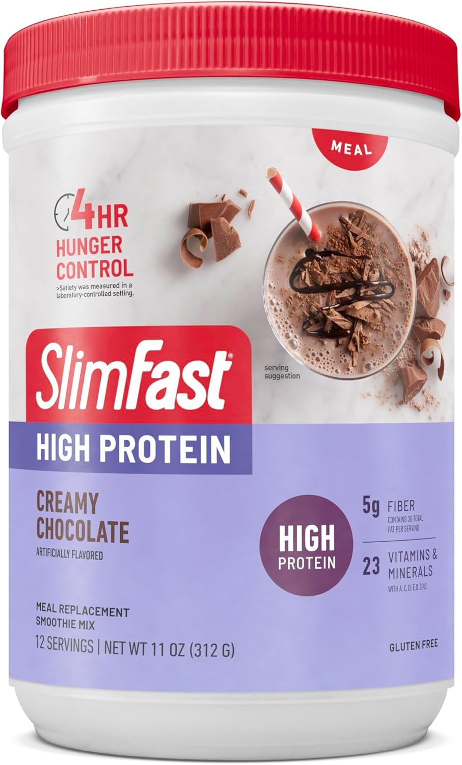 image:imageSlimFast High Protein Smoothie Mix Plus Fruit Powder High Protein Meal Replacement Powder Fiber Vitamin C 21 Servings 129 Pounds Triple Berry Vanilla Packaging May VaryCreamy Chocolate