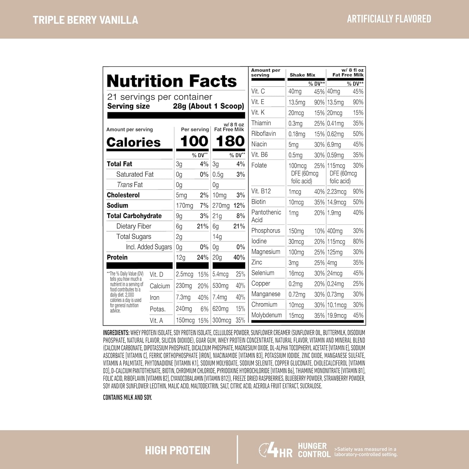 image:imageSlimFast High Protein Smoothie Mix Plus Fruit Powder High Protein Meal Replacement Powder Fiber Vitamin C 21 Servings 129 Pounds Triple Berry Vanilla Packaging May VaryTriple Berry Vanilla