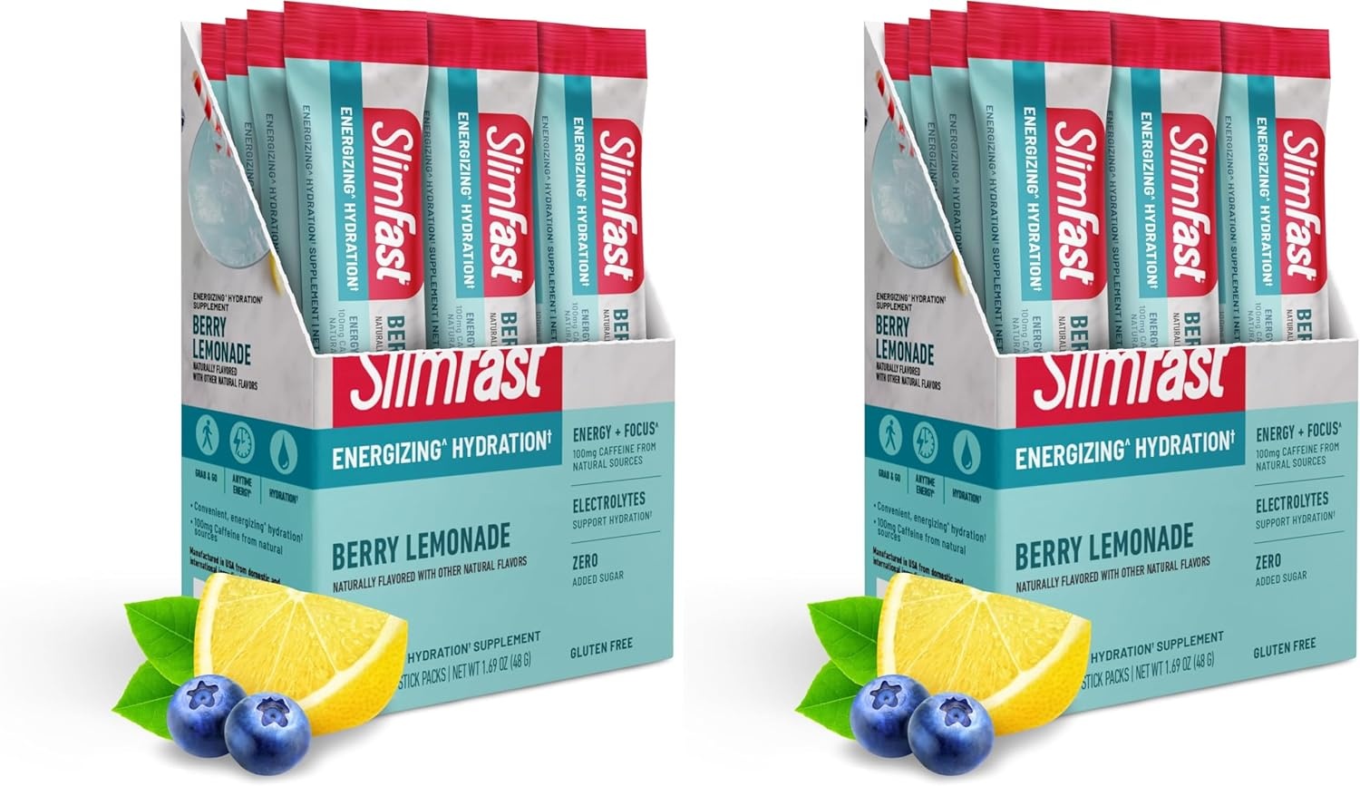 image:imageSlimFast Hydration Packets Intermittent Fasting Electrolytes Intermittent Fasting Powder Energy Powder Drink Mix Caffeine Electrolytes for Hydration Berry Lemonade 12 Count Pack of 2Berry Lemonade