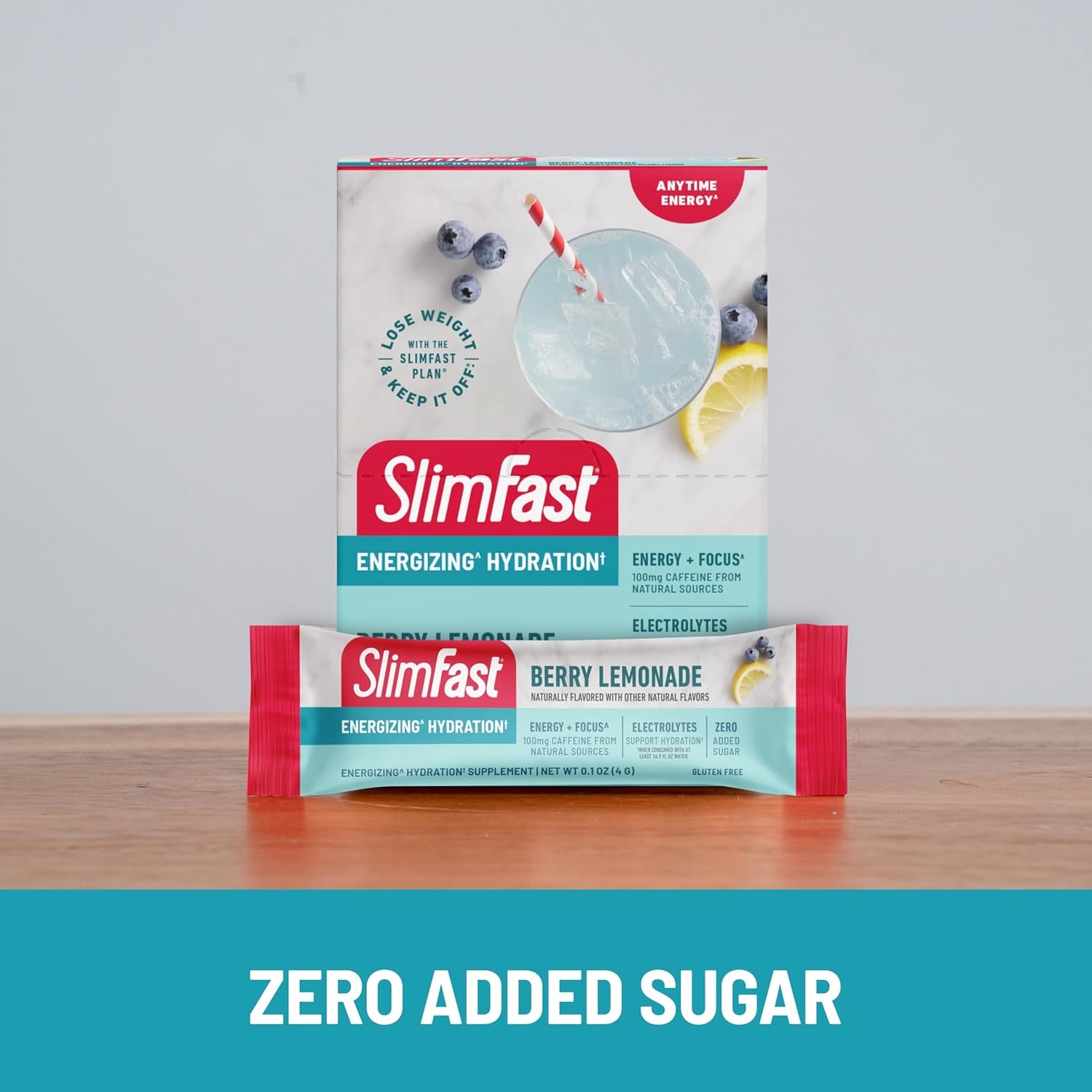 image:imageSlimFast Hydration Packets Intermittent Fasting Electrolytes Intermittent Fasting Powder Energy Powder Drink Mix Caffeine Electrolytes for Hydration Berry Lemonade 12 Count Pack of 2Berry Lemonade