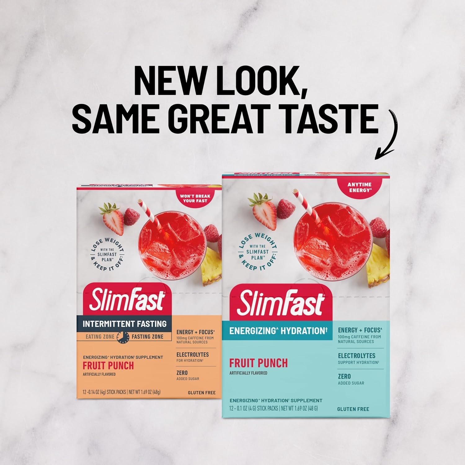 image:imageSlimFast Hydration Packets Intermittent Fasting Electrolytes Intermittent Fasting Powder Energy Powder Drink Mix Caffeine Electrolytes for Hydration Berry Lemonade 12 Count Pack of 2Fruit Punch