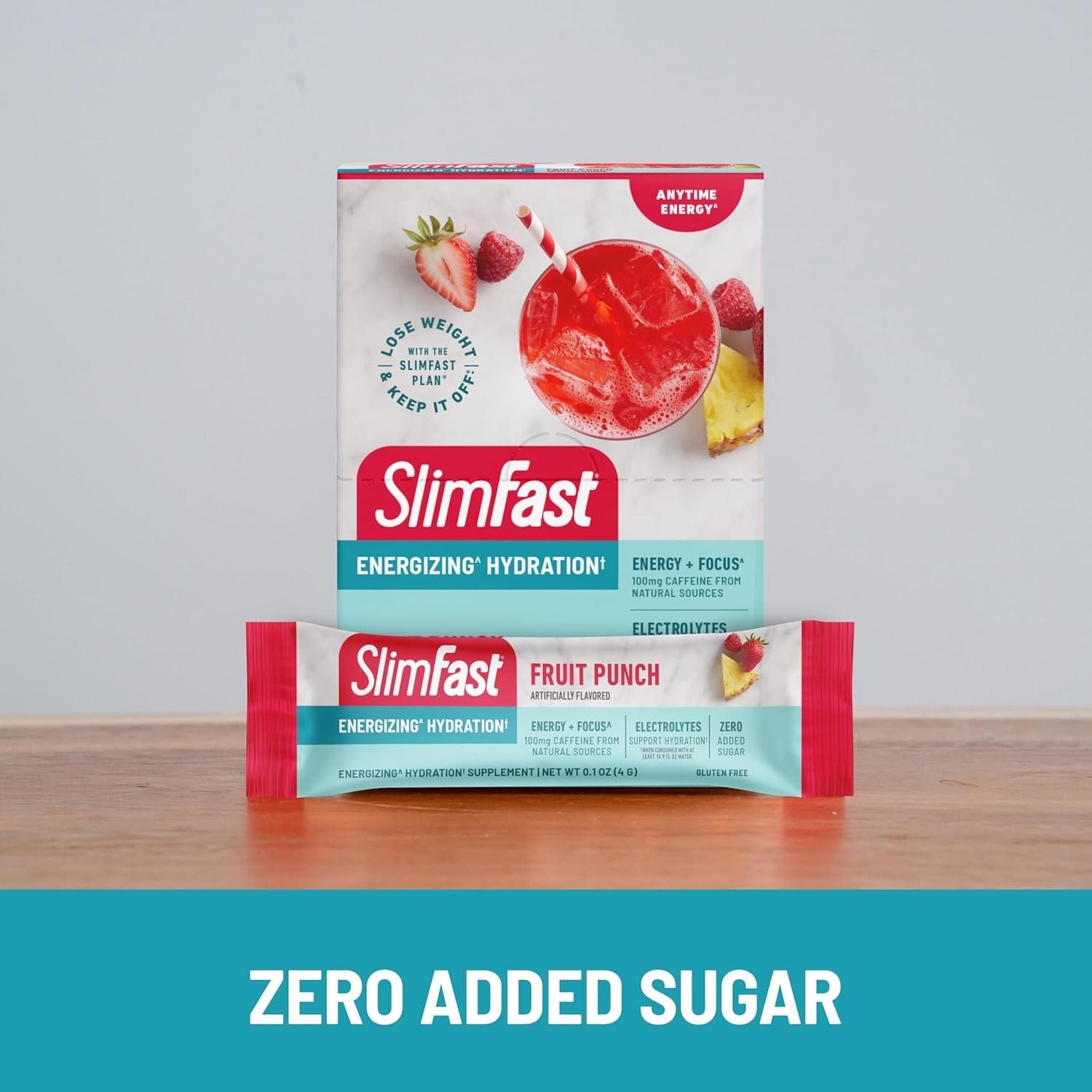 image:imageSlimFast Hydration Packets Intermittent Fasting Electrolytes Intermittent Fasting Powder Energy Powder Drink Mix Caffeine Electrolytes for Hydration Berry Lemonade 12 Count Pack of 2Fruit Punch