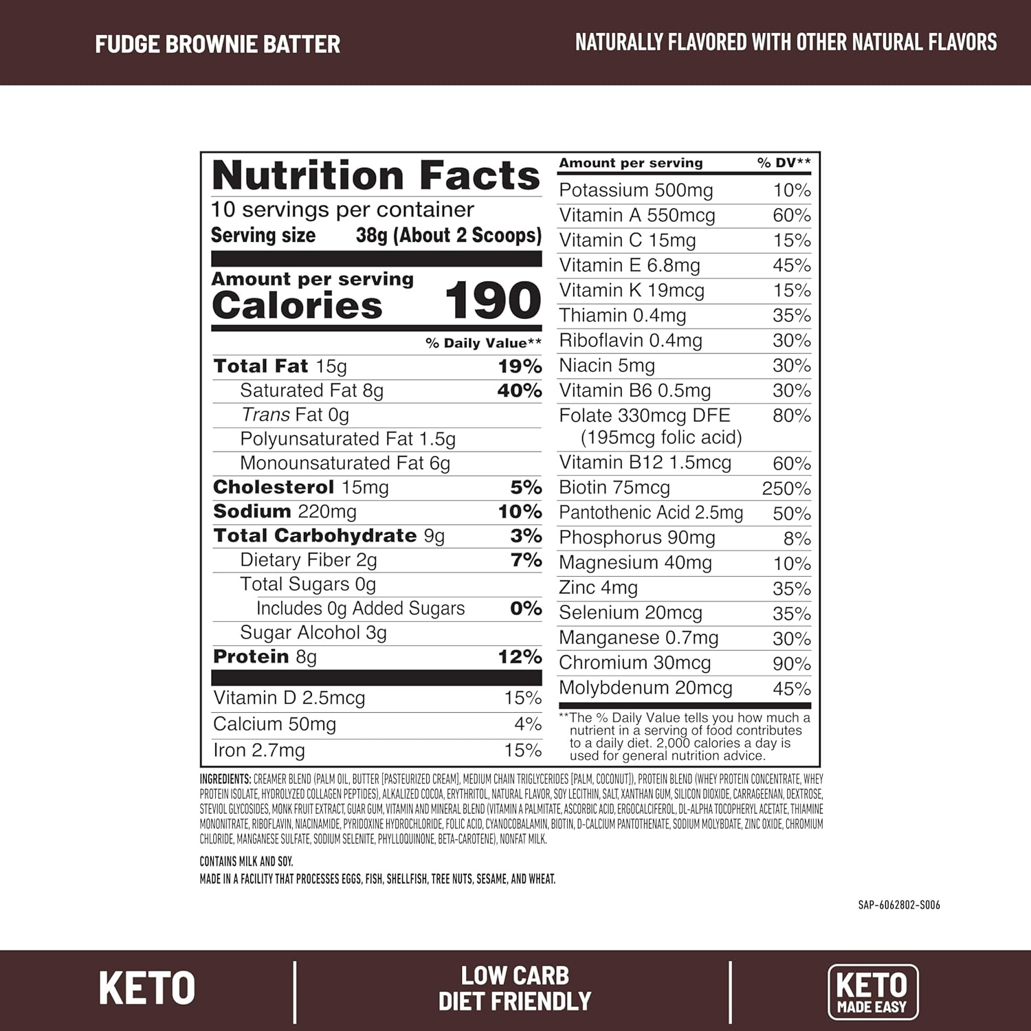 image:imageSlimFast Keto Meal Replacement Powder Keto Meal Replacement Shake Low Carb Whey Protein Collagen Protein Grass Fed Butter Weight Loss Shakes Powder Gluten Free Vanilla Cake Batter 10 ServingsFudge Brownie Batter