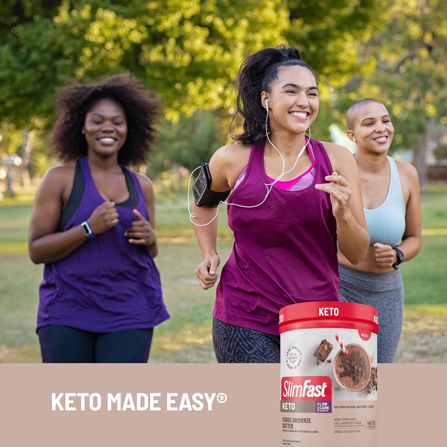 image:imageSlimFast Keto Meal Replacement Powder Keto Meal Replacement Shake Low Carb Whey Protein Collagen Protein Grass Fed Butter Weight Loss Shakes Powder Gluten Free Vanilla Cake Batter 10 ServingsFudge Brownie Batter