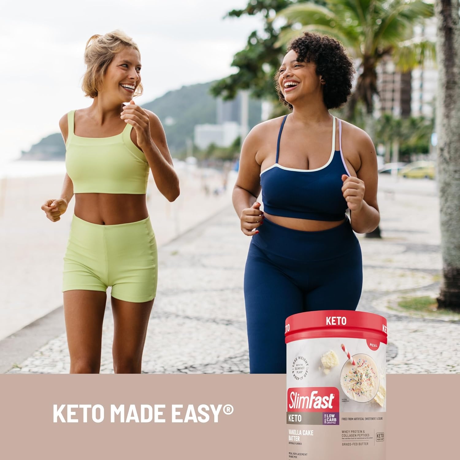 image:imageSlimFast Keto Meal Replacement Powder Keto Meal Replacement Shake Low Carb Whey Protein Collagen Protein Grass Fed Butter Weight Loss Shakes Powder Gluten Free Vanilla Cake Batter 10 ServingsVanilla Cake Batter