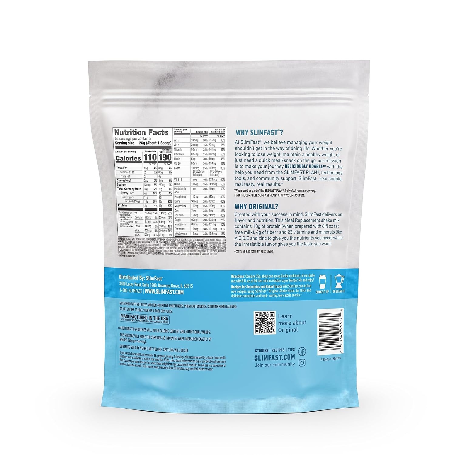image:imageSlimFast Meal Replacement Powder Original Rich Chocolate Royale Weight Loss Shake Mix 10g of Protein 52 Servings Packaging May VaryFrench Vanilla