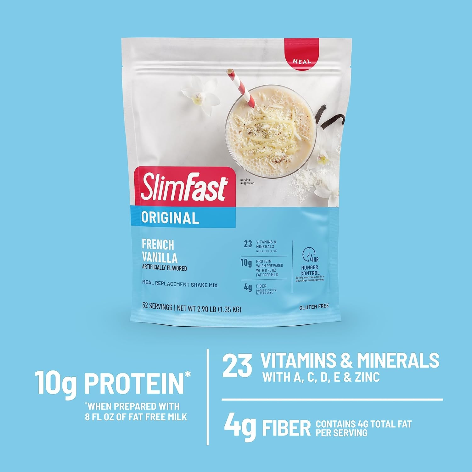 image:imageSlimFast Meal Replacement Powder Original Rich Chocolate Royale Weight Loss Shake Mix 10g of Protein 52 Servings Packaging May VaryFrench Vanilla