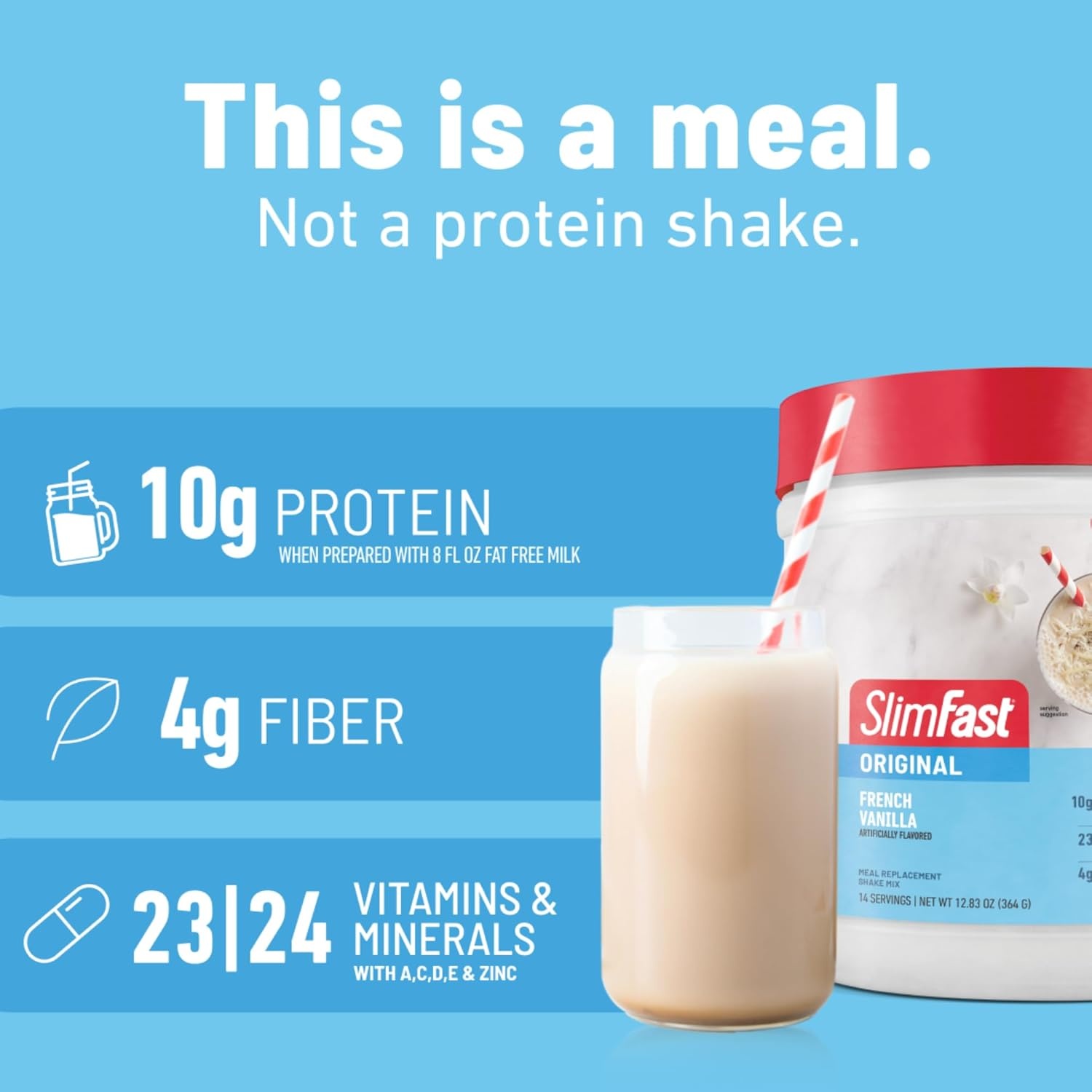 image:imageSlimFast Meal Replacement Powder Original Rich Chocolate Royale Weight Loss Shake Mix 10g of Protein 52 Servings Packaging May VaryFrench Vanilla