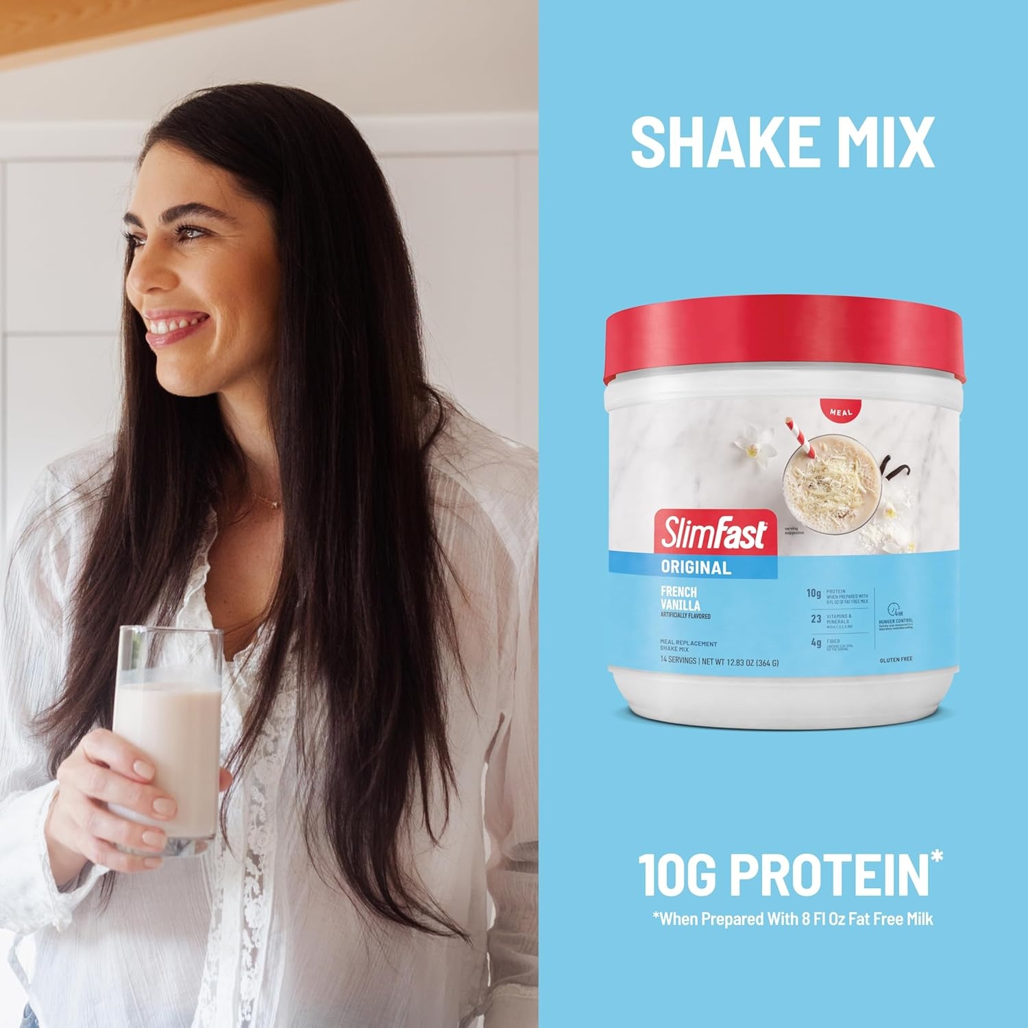 image:imageSlimFast Meal Replacement Powder Original Strawberries amp Cream Weight Loss Shake Mix 10g of Protein 14 Servings Pack of 3 Packaging May VaryFrench Vanilla