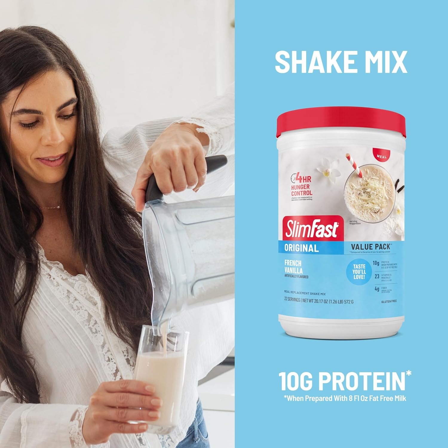 image:imageSlimFast Meal Replacement Powder Original Strawberries amp Cream Weight Loss Shake Mix 10g of Protein 14 Servings Pack of 3 Packaging May VaryFrench Vanilla