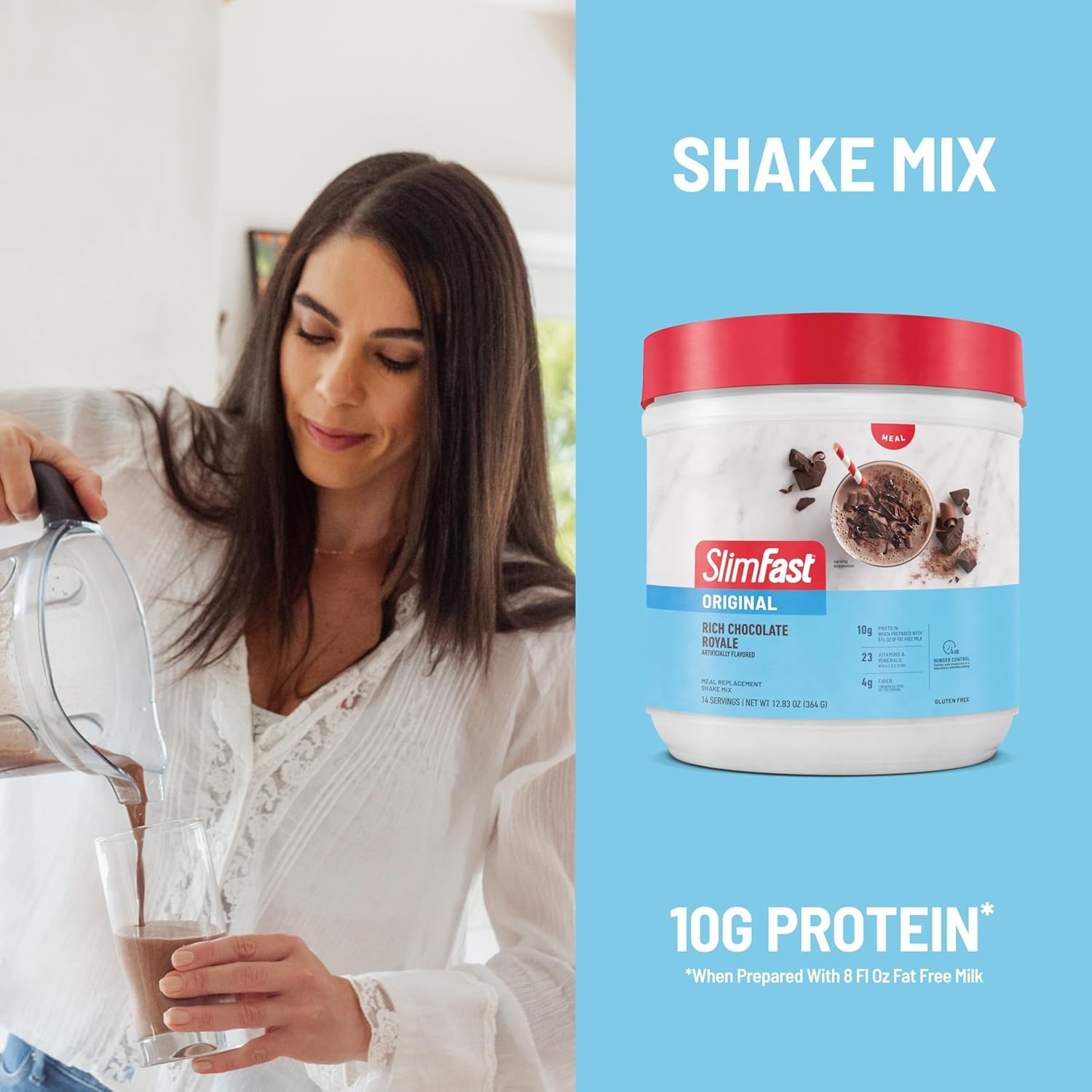 image:imageSlimFast Meal Replacement Powder Original Strawberries amp Cream Weight Loss Shake Mix 10g of Protein 14 Servings Pack of 3 Packaging May VaryRich Chocolate Royale