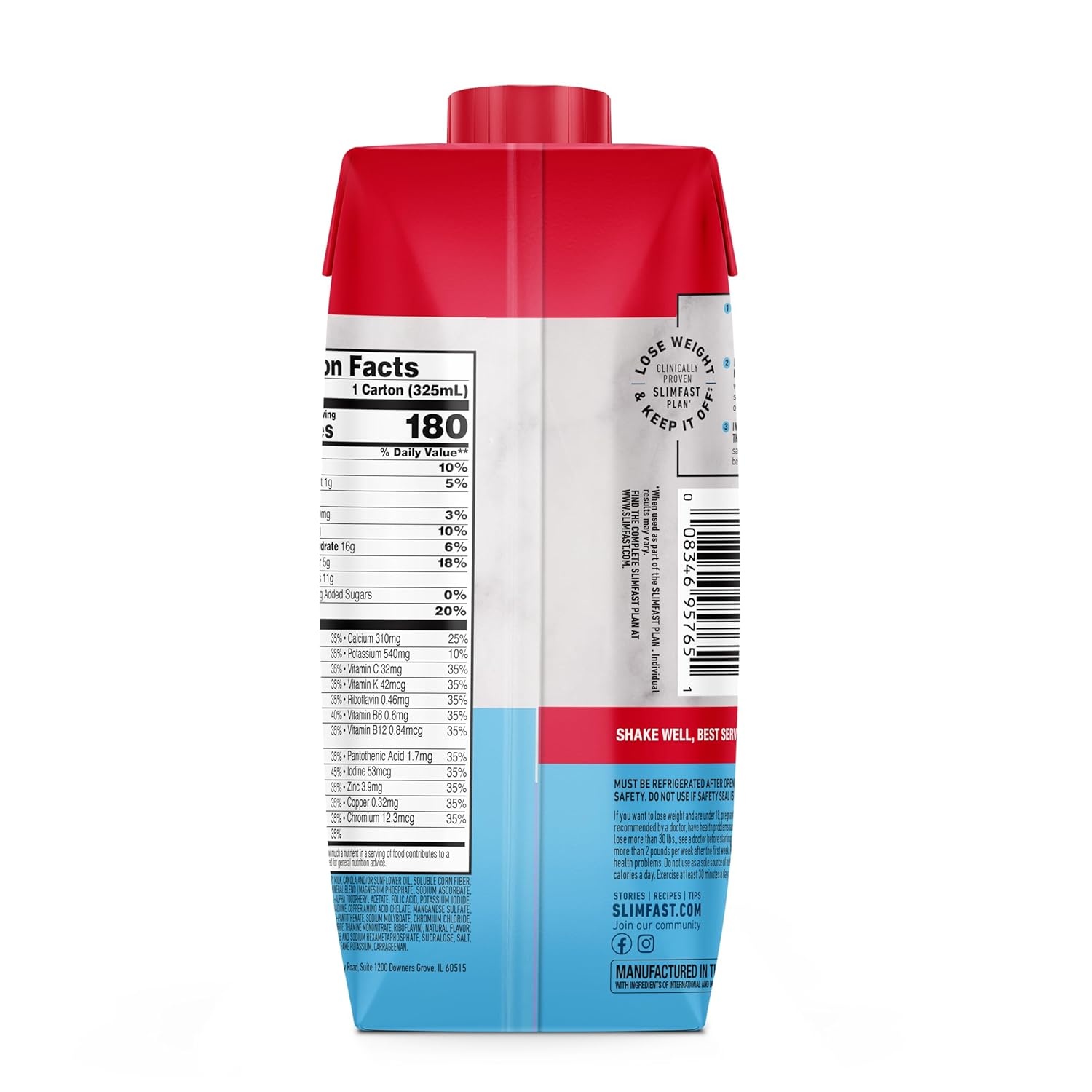 image:imageSlimFast Meal Replacement Shake Original Creamy Milk Chocolate No Added Sugar Meal Replacement Shakes 10g Ready to Drink Protein 5g Fiber 25 Vitamins and Minerals 11 Fl Oz 12 CountStrawberries Crme