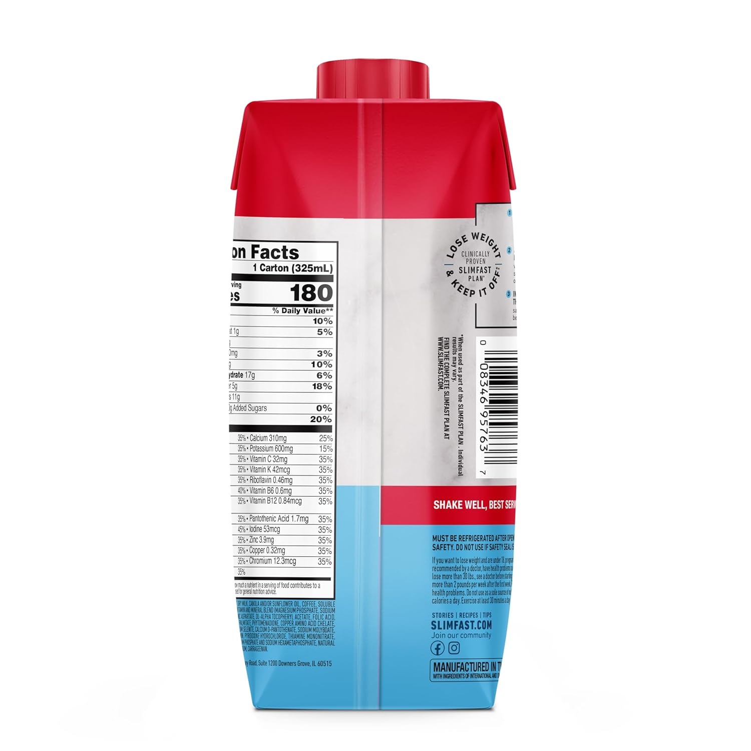 image:imageSlimFast Meal Replacement Shake Original Creamy Milk Chocolate No Added Sugar Meal Replacement Shakes 10g Ready to Drink Protein 5g Fiber 25 Vitamins and Minerals 11 Fl Oz 12 CountCappuccino Delight
