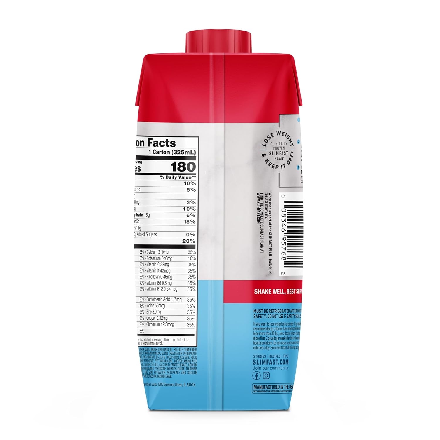 image:imageSlimFast Meal Replacement Shake Original Creamy Milk Chocolate No Added Sugar Meal Replacement Shakes 10g Ready to Drink Protein 5g Fiber 25 Vitamins and Minerals 11 Fl Oz 12 CountFrench Vanilla