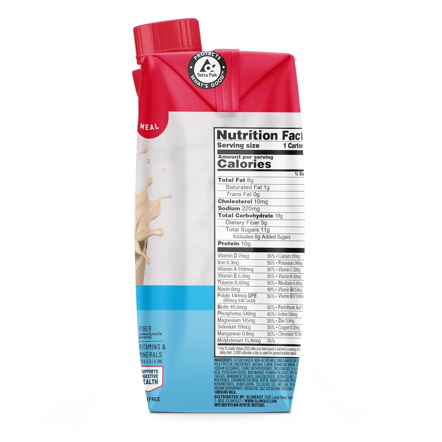 image:imageSlimFast Meal Replacement Shake Original Creamy Milk Chocolate No Added Sugar Meal Replacement Shakes 10g Ready to Drink Protein 5g Fiber 25 Vitamins and Minerals 11 Fl Oz 12 CountFrench Vanilla
