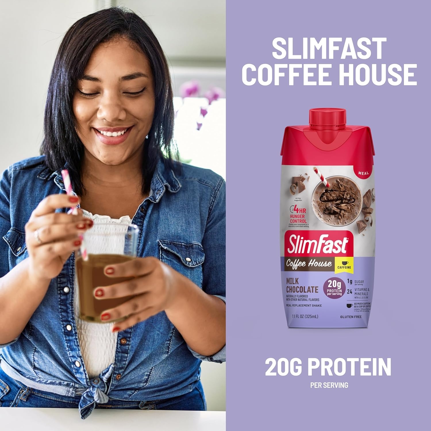 image:imageSlimFast Protein Shake NEW Milk Chocolate 20g Protein Meal Replacement Shake Ready to Drink High Protein with Low Carb and Low Sugar 24 Vitamins and Minerals 11 Fl Oz Pack of 1211 Fl Oz Pack of 12