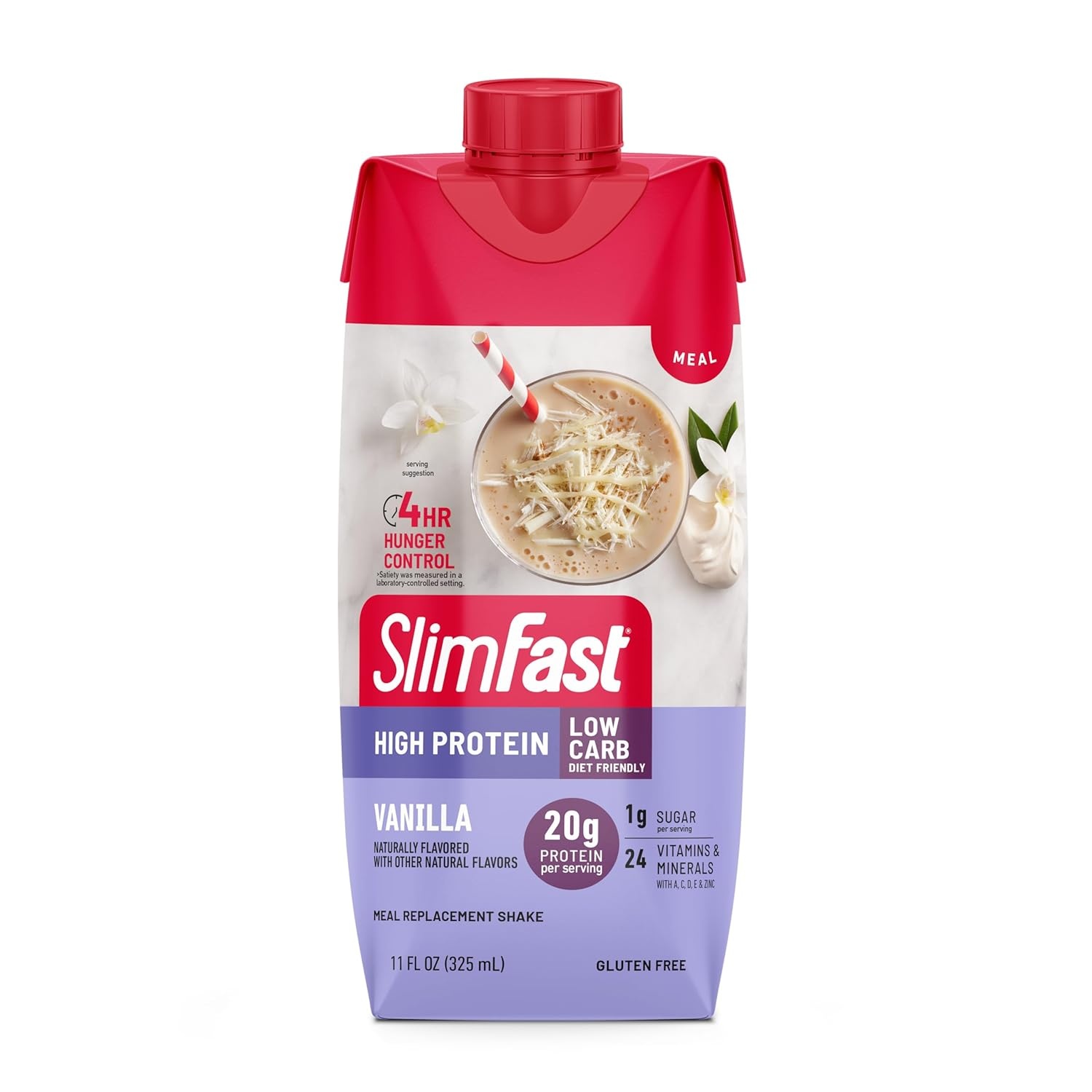 image:imageSlimFast Protein Shake Vanilla 20g Protein Meal Replacement Shake Ready to Drink High Protein with Low Carb and Low Sugar 24 Vitamins and Minerals 12 Count Pack of 1 Packaging May Vary11 Fl Oz Pack of 24