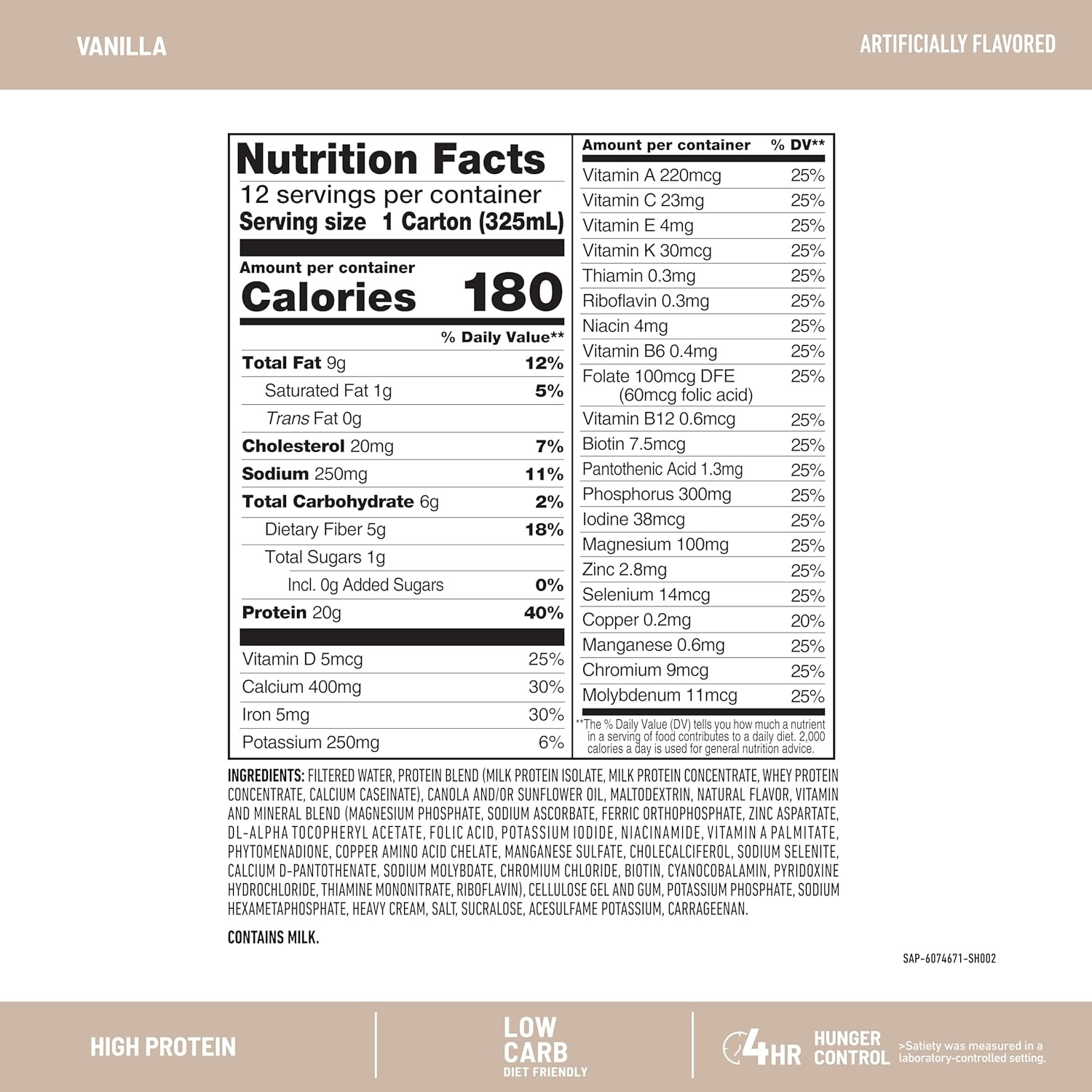 image:imageSlimFast Protein Shake Vanilla 20g Protein Meal Replacement Shake Ready to Drink High Protein with Low Carb and Low Sugar 24 Vitamins and Minerals 12 Count Pack of 1 Packaging May Vary11 Fl Oz Pack of 12