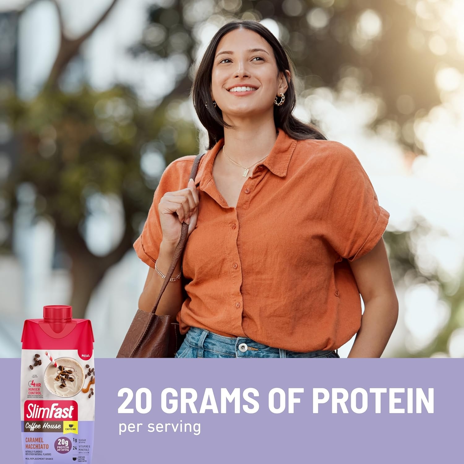 image:imageSlimFast Protein Shake with Caffeine Caramel Macchiato 20g Protein Meal Replacement Shakes High Protein with Low Carb and Low Sugar 24 Vitamins and Minerals 12 Count Pack of 111 Fl Oz Pack of 12