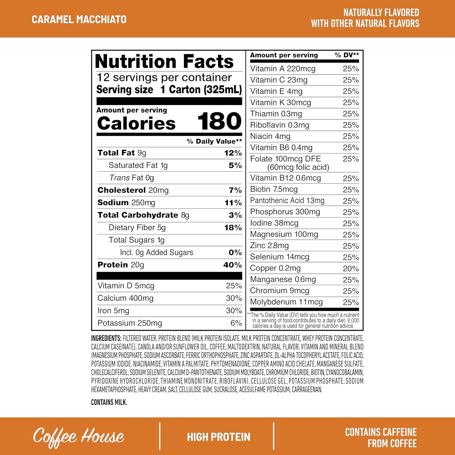 image:imageSlimFast Protein Shake with Caffeine Caramel Macchiato 20g Protein Meal Replacement Shakes High Protein with Low Carb and Low Sugar 24 Vitamins and Minerals 12 Count Pack of 111 Fl Oz Pack of 12