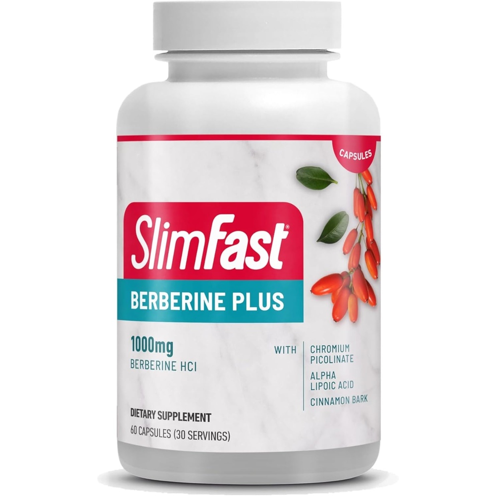 image:imageSlimFast Berberine Plus Capsules Berberine Supplement with Berberine hcl Chromium Picolinate Alpha Lipoic Acid and Cinnamon Bark 60 Count 30 Servings