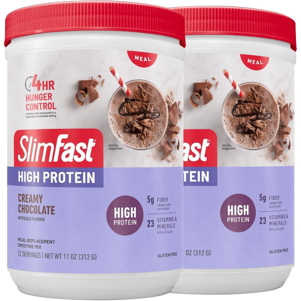 image:imageSlimFast High Protein Smoothie Mix Plus Fruit Powder High Protein Meal Replacement Powder Fiber Vitamin C 21 Servings 129 Pounds Triple Berry Vanilla Packaging May VaryCreamy Chocolate