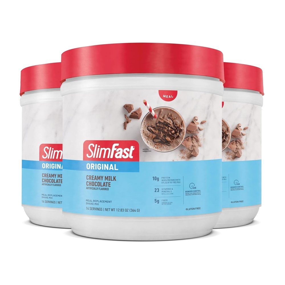 image:imageSlimFast Meal Replacement Powder Original Strawberries amp Cream Weight Loss Shake Mix 10g of Protein 14 Servings Pack of 3 Packaging May VaryCreamy Milk Chocolate