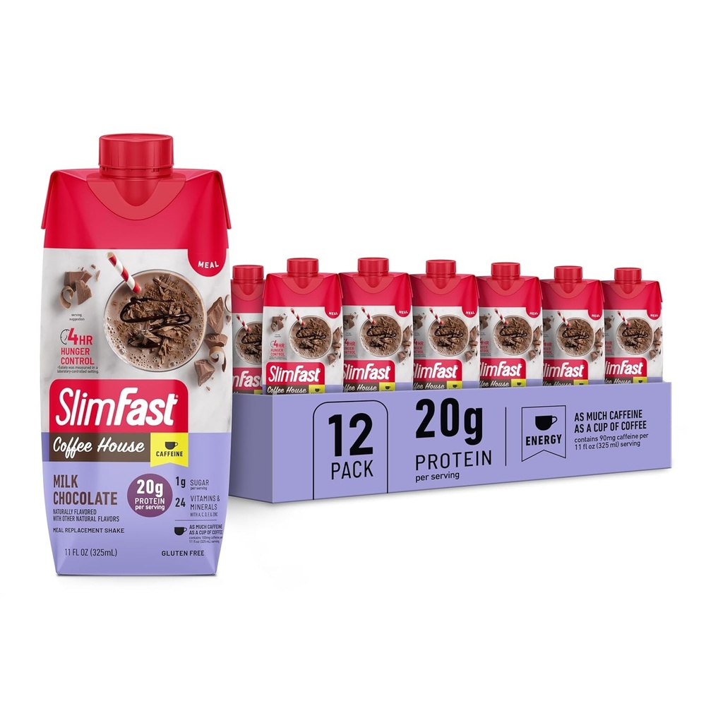 image:imageSlimFast Protein Shake NEW Milk Chocolate 20g Protein Meal Replacement Shake Ready to Drink High Protein with Low Carb and Low Sugar 24 Vitamins and Minerals 11 Fl Oz Pack of 1211 Fl Oz Pack of 12