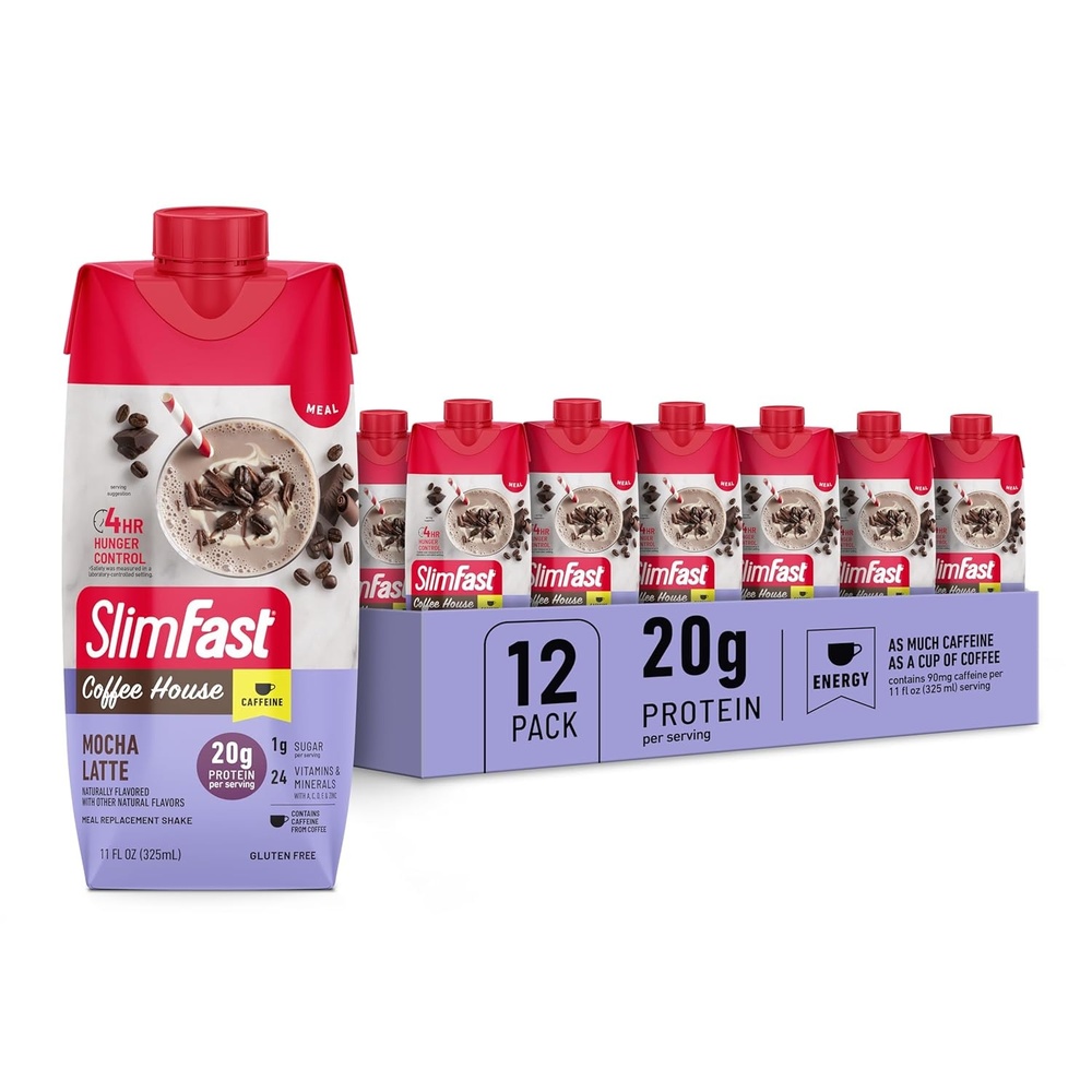 image:imageSlimFast Protein Shake NEW Mocha Latte 20g Protein Meal Replacement Shake Ready to Drink High Protein with Low Carb and Low Sugar 24 Vitamins and Minerals 11 Fl Oz Pack of 12