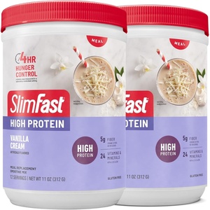 SlimFast High Protein Smoothie Mix Plus Fruit Powder, High Protein Meal Replacement Powder, Fiber, Vitamin C, 21 Servings, 1.29 Pounds, Triple Berry Vanilla (Packaging May Vary)(Vanilla Cream)