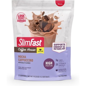 SlimFast High Protein Smoothie Mix Plus Fruit Powder, High Protein Meal Replacement Powder, Fiber, Vitamin C, 21 Servings, 1.29 Pounds, Triple Berry Vanilla (Packaging May Vary)(Mocha Cappuccino)