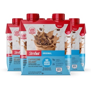 SlimFast Meal Replacement Shake, Original Creamy Milk Chocolate, No Added Sugar, Meal Replacement Shakes, 10g Ready to Drink Protein, 5g Fiber, 25 Vitamins and Minerals, 11 Fl. Oz, 12 Count(Cappuccino Delight)