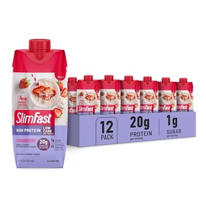 SlimFast Protein Shake, Strawberry- 20g Protein, Meal Replacement Shake Ready to Drink, High Protein with Low Carb and Low Sugar, 24 Vitamins and Minerals, 12 Count (Pack of 1) (Packaging May Vary)(11 Fl Oz (Pack of 12))