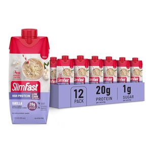 SlimFast Protein Shake, Vanilla- 20g Protein, Meal Replacement Shake Ready to Drink, High Protein with Low Carb and Low Sugar, 24 Vitamins and Minerals, 12 Count (Pack of 1) (Packaging May Vary)(11 Fl Oz (Pack of 12))