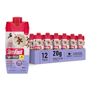 SlimFast Protein Shake with Caffeine, Caramel Macchiato- 20g Protein, Meal Replacement Shakes, High Protein with Low Carb and Low Sugar, 24 Vitamins and Minerals, 12 Count (Pack of 1)(11 Fl Oz (Pack of 12))